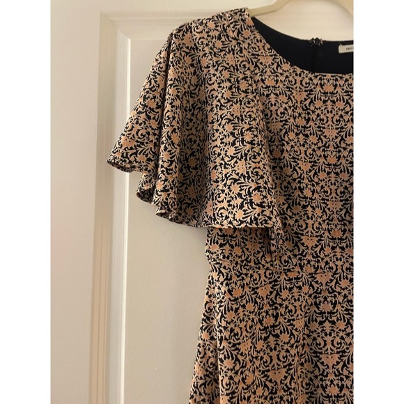 Urban Outfitters "Kimchi Blue" Ruffle Sleeve Orange Navy Cream Dress‎ Size 4 - Picture 4 of 7